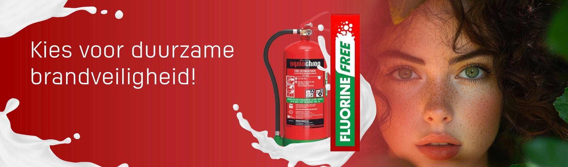 Fluor vrije schuimblussers - Website banners onder vrouw