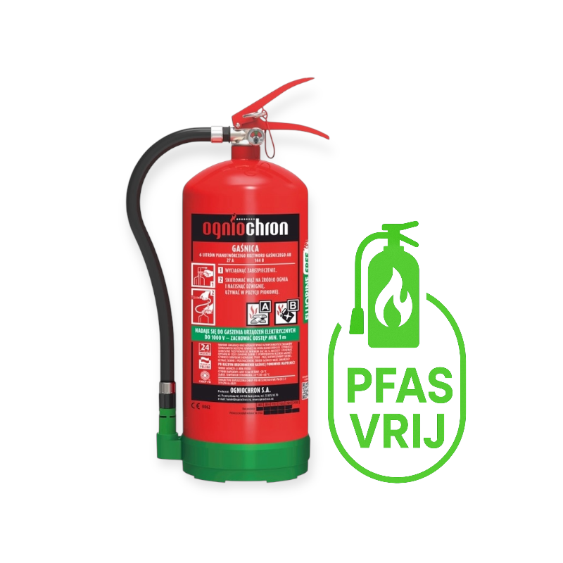 Fluorvrij en PFAS vrij schuimblusser 9 liter brandblusser Ogniochron