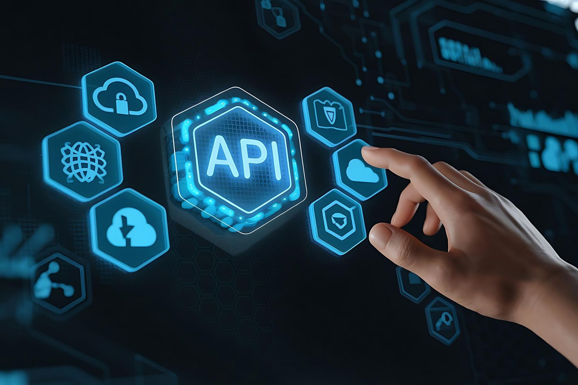 Hand touching a digital 