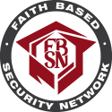 The logo for the faith based security network shows a house in a circle.