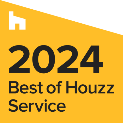 A yellow sign that says 2024 best of houzz service