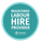 a blue circle with the words `` registered labour hire provider '' on it .