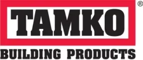 TAMKO Building Products logo with black text inside a red and white rectangle.