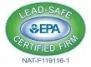 Lead-Safe EPA Certified Firm seal: green oval, blue center with EPA logo, white text.