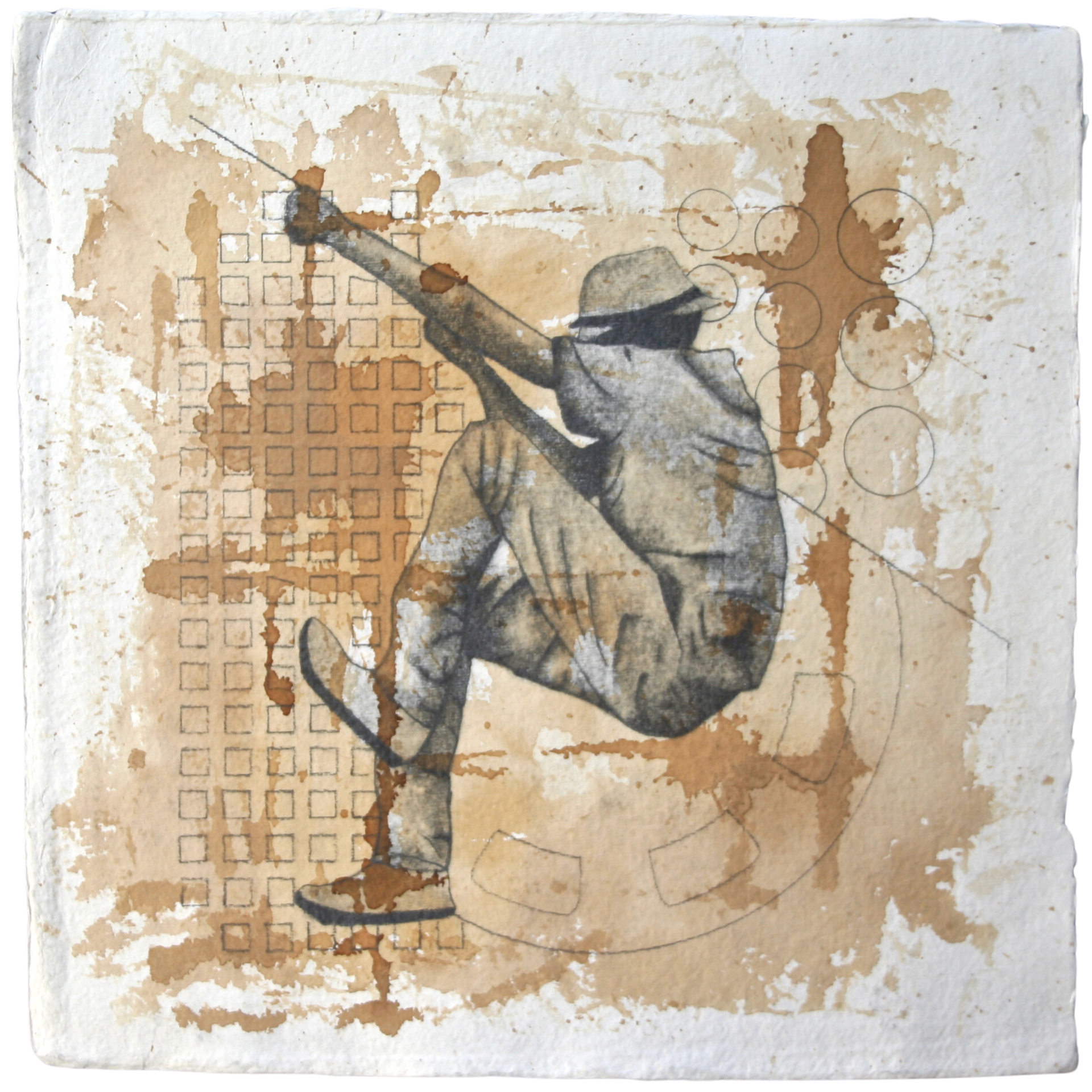 Drawing of a boy climbing over a wall, artwork by Ennio Benaia.