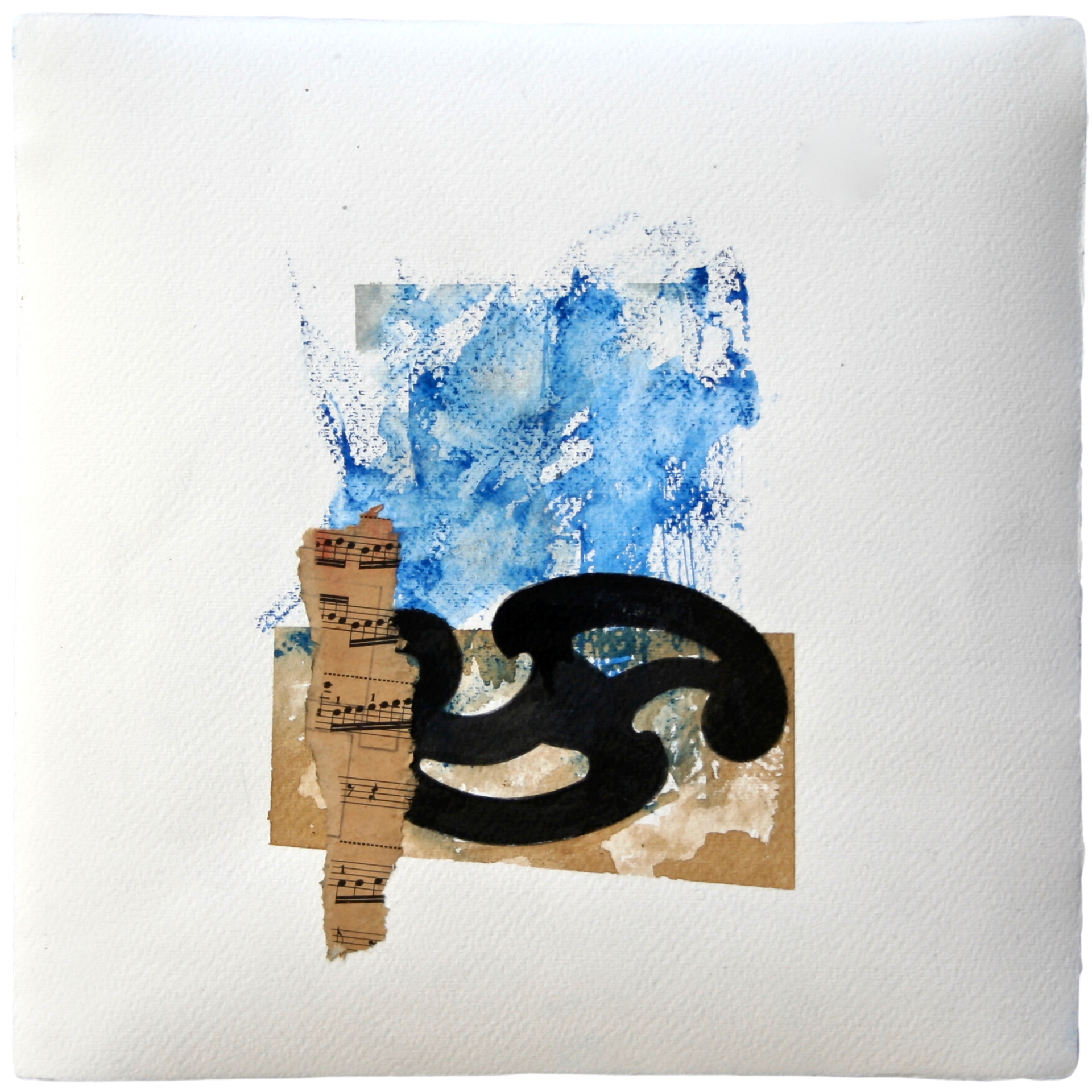 Abstract geometric artwork created using pencil, water-soluble graphite, and coffee.