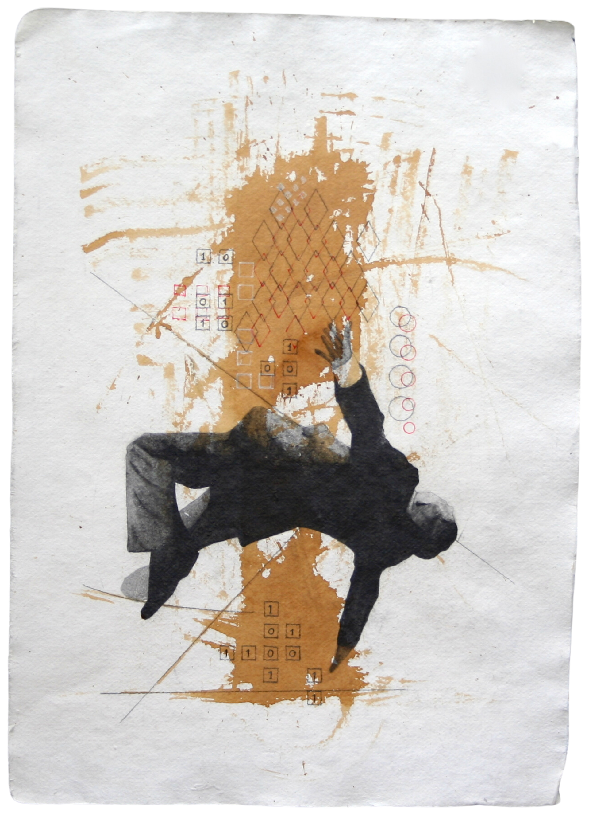 Drawing of a man suspended in the air, artwork by Ennio Benaia.