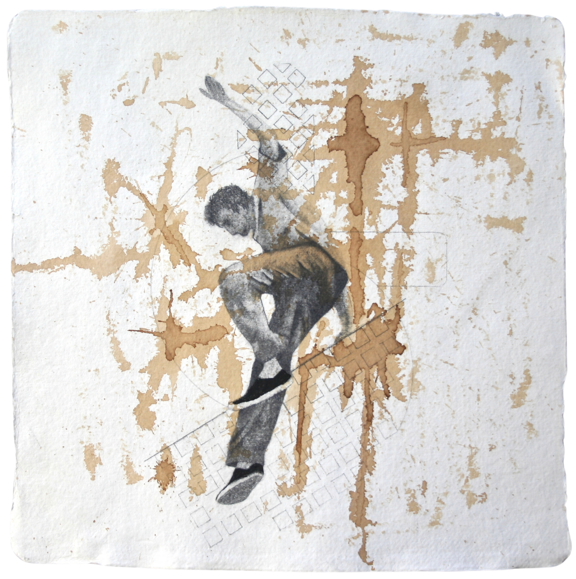 Drawing of a boy climbing over a wall, artwork by Ennio Benaia.