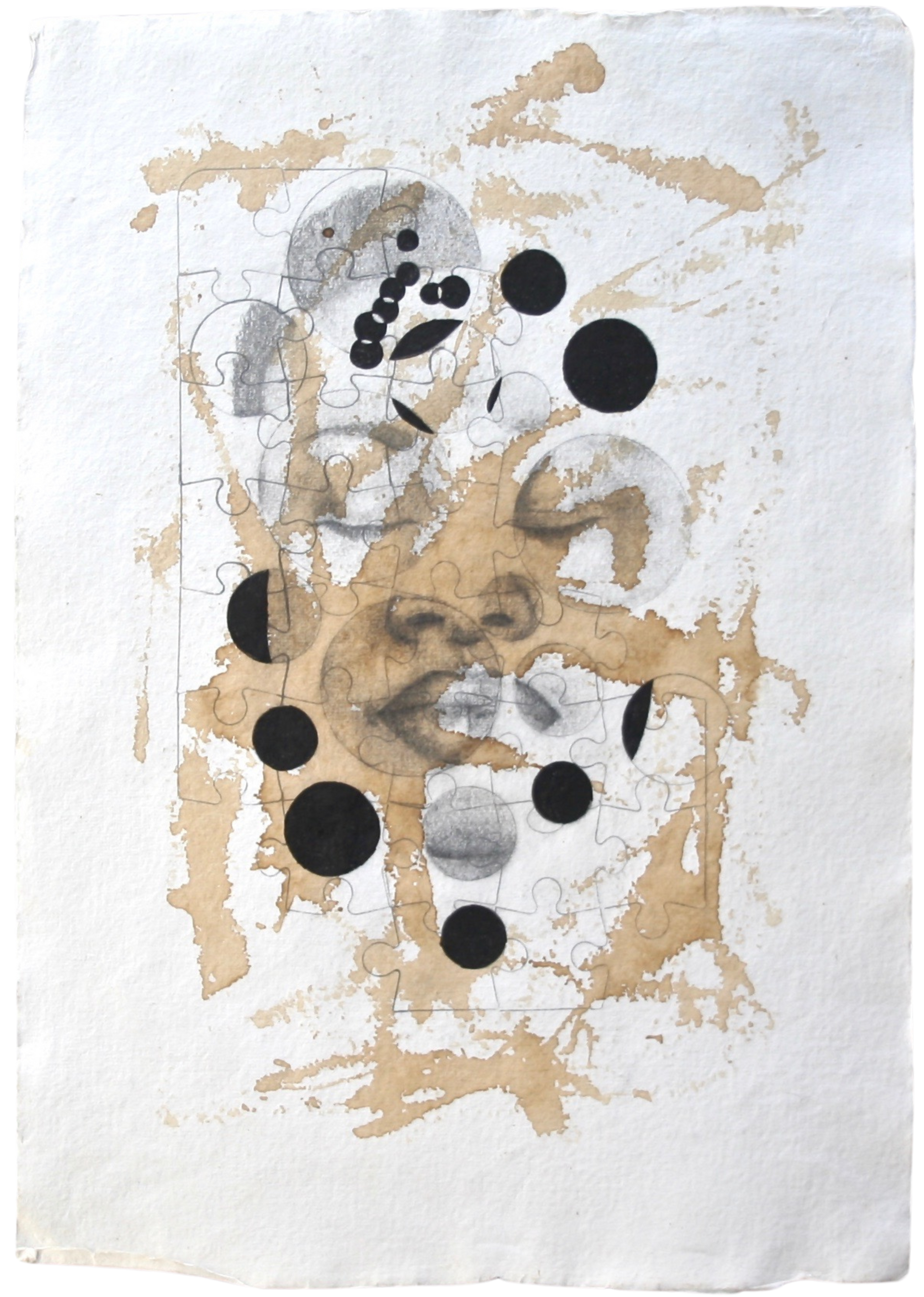 Drawing of a woman's face in meditation with geometric figures, artwork by Ennio Benaia