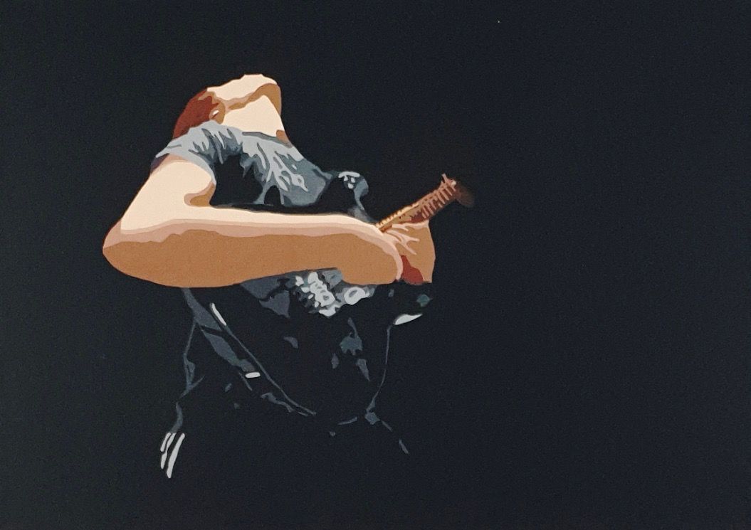 Paintings depicting musicians in pose, capturing the energy and emotion of live performances.