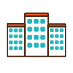 A cartoon illustration of a large building with lots of windows.