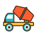 A cartoon illustration of a concrete mixer truck.