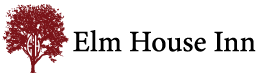 Logo for Elm House Inn featuring a stylized tree in burgundy next to the name in black text.
