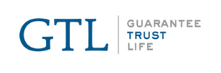 The logo for gtl guarantee trust life is blue and white.