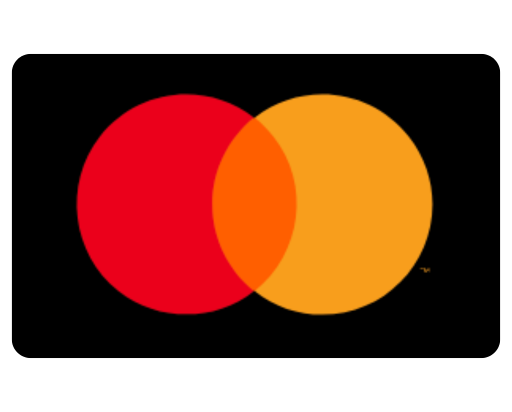 Mastercard logo: two overlapping red and orange circles on a black background