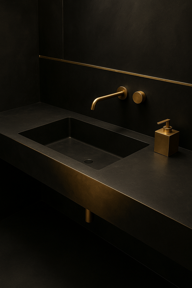 Fugenloses Designbad mit erlesenen Materialien und edler Badästhetik