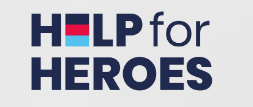 A logo for help for heroes is shown on a white background.