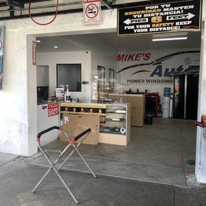 The inside of a mike 's auto repair shop