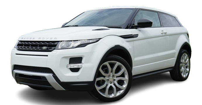 A white range rover evoque is shown on a white background.