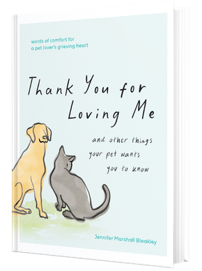 Book cover with a dog and cat sitting together under the title “Thank You for Loving Me”