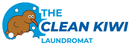 A logo for the clean kiwi laundromat
