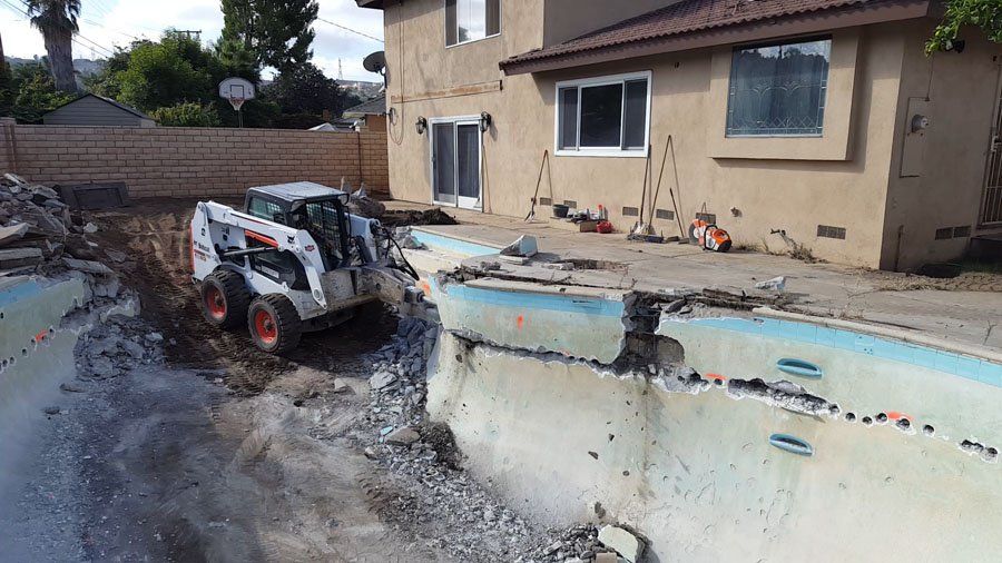 Pool Demolition In Residential Home — Mira Loma, CA — Sneve Bobcat Service