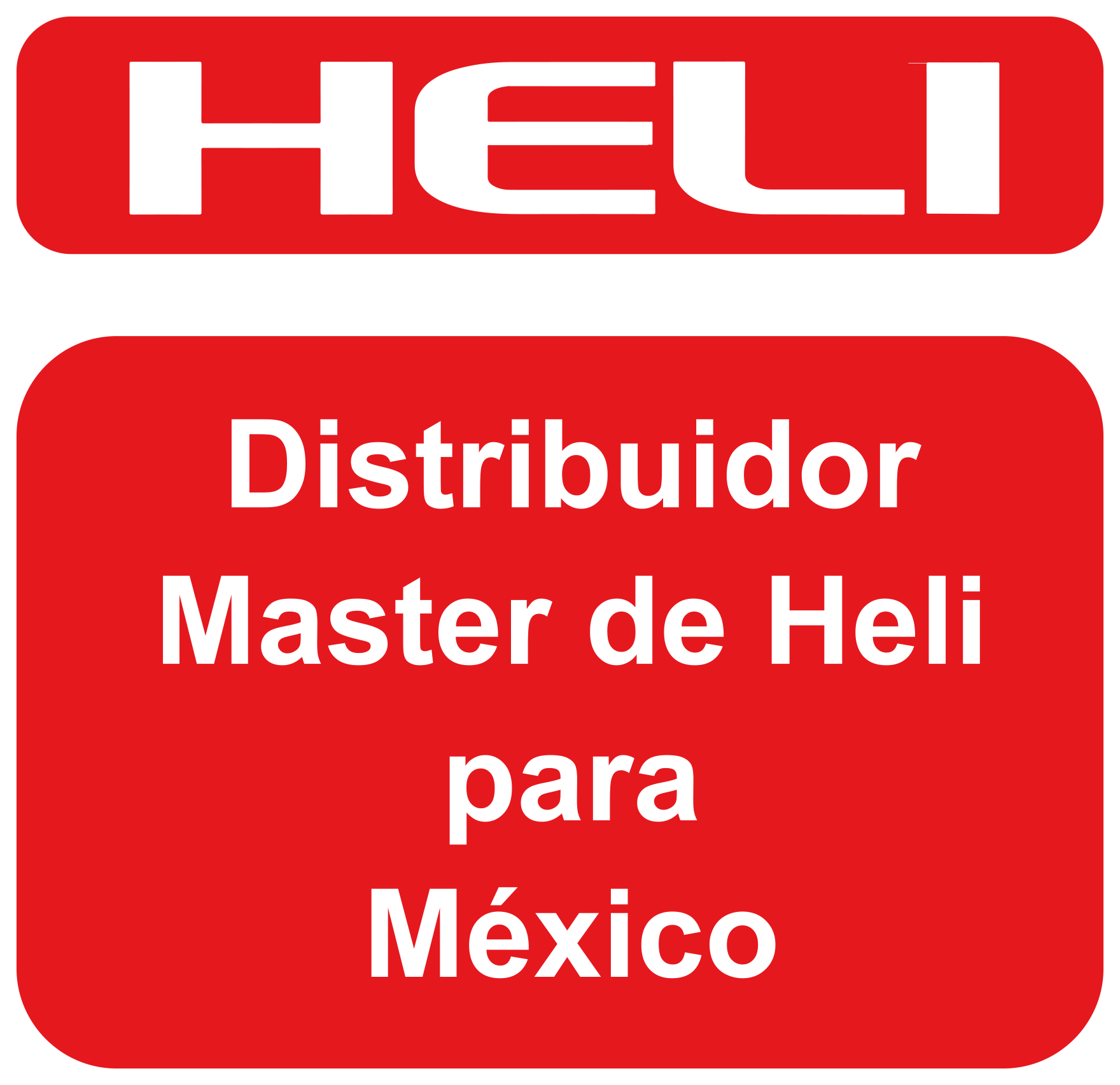 Un cartel rojo que dice heli distribuidor master de heli para mexico