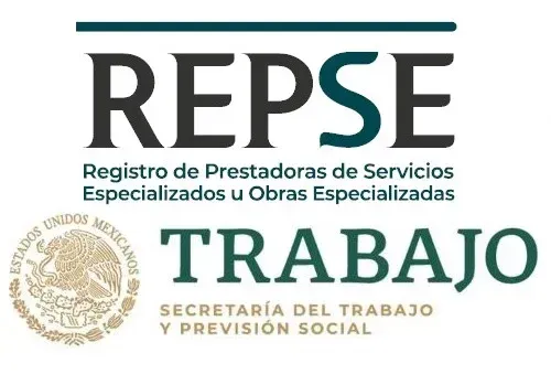 Se muestra un logotipo de repse trabajo sobre un fondo blanco.