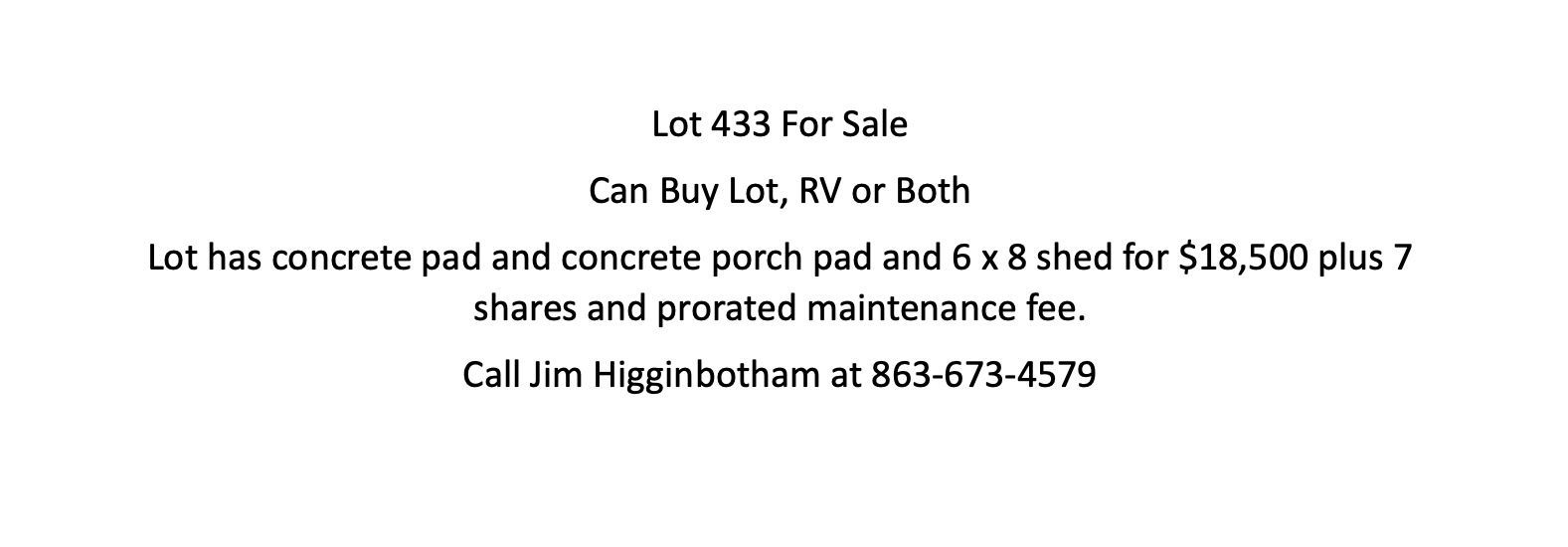 Lot 433 For Sale