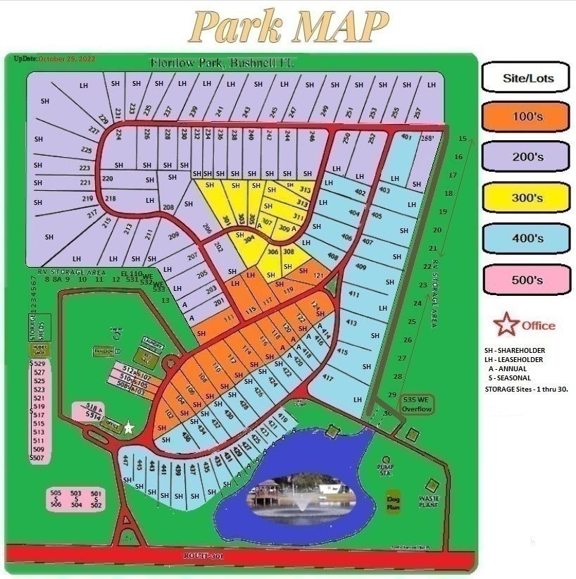 Florilow Oaks RV Park Map