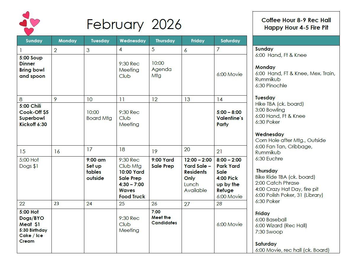 Florilow Oaks Event Calendar