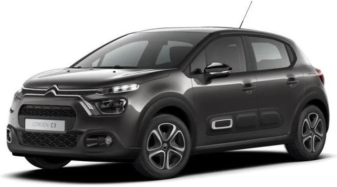 È raffigurata una Citroen C3 Hatchback nera su sfondo bianco.