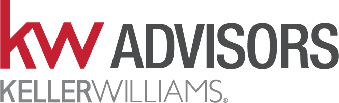 The logo for keller williams real estate advisors is red and black.