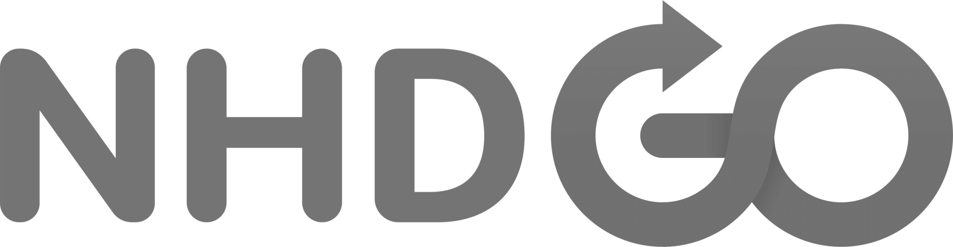 A black and white logo for nhdgo on a white background.