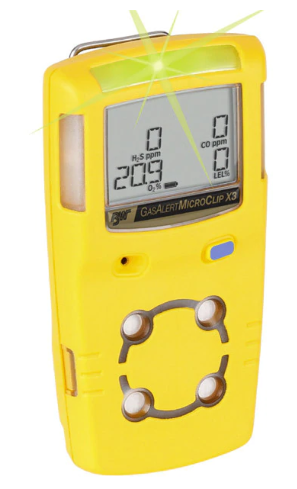 Yellow gas detection device Gas Alert Micro Clip X3