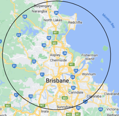 A Map Of Brisbane With A Circle Around It – Margate, QLD - Ocean Breeze Dry Cleaners