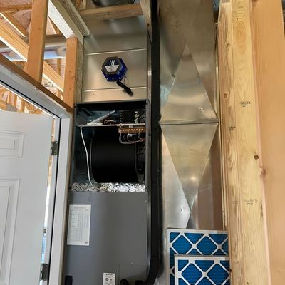 Elite Mechanical Construction LLC - A picture of an air conditioner in a house under construction.