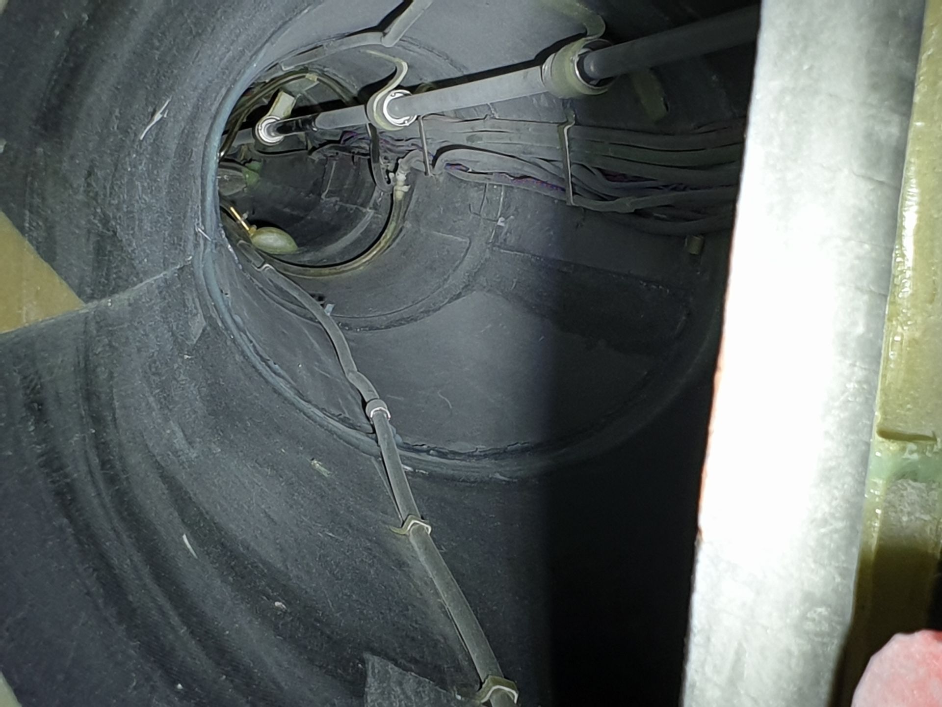 A close up of a black object with a light on it