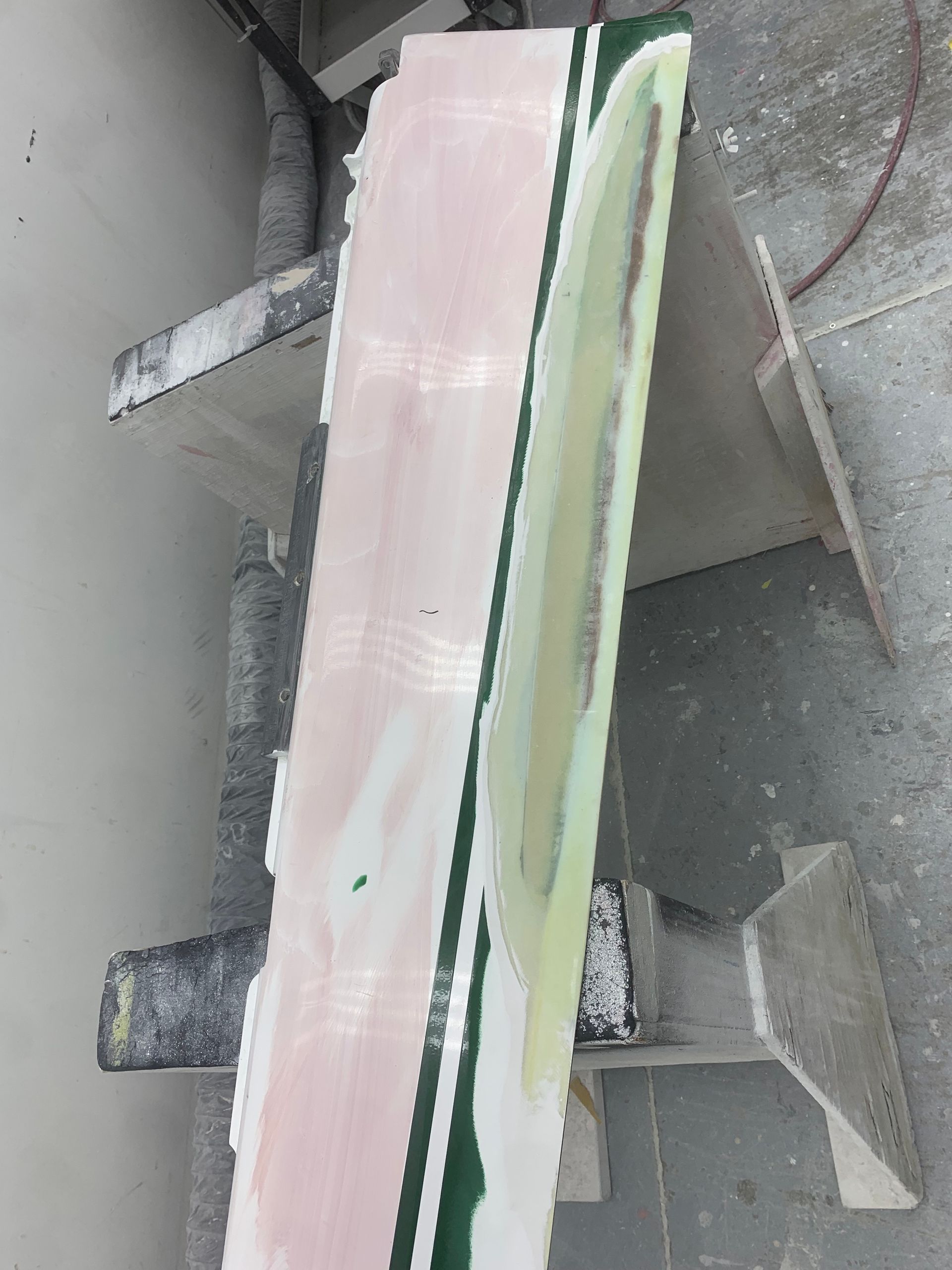 A piece of wood is sitting on top of a table.