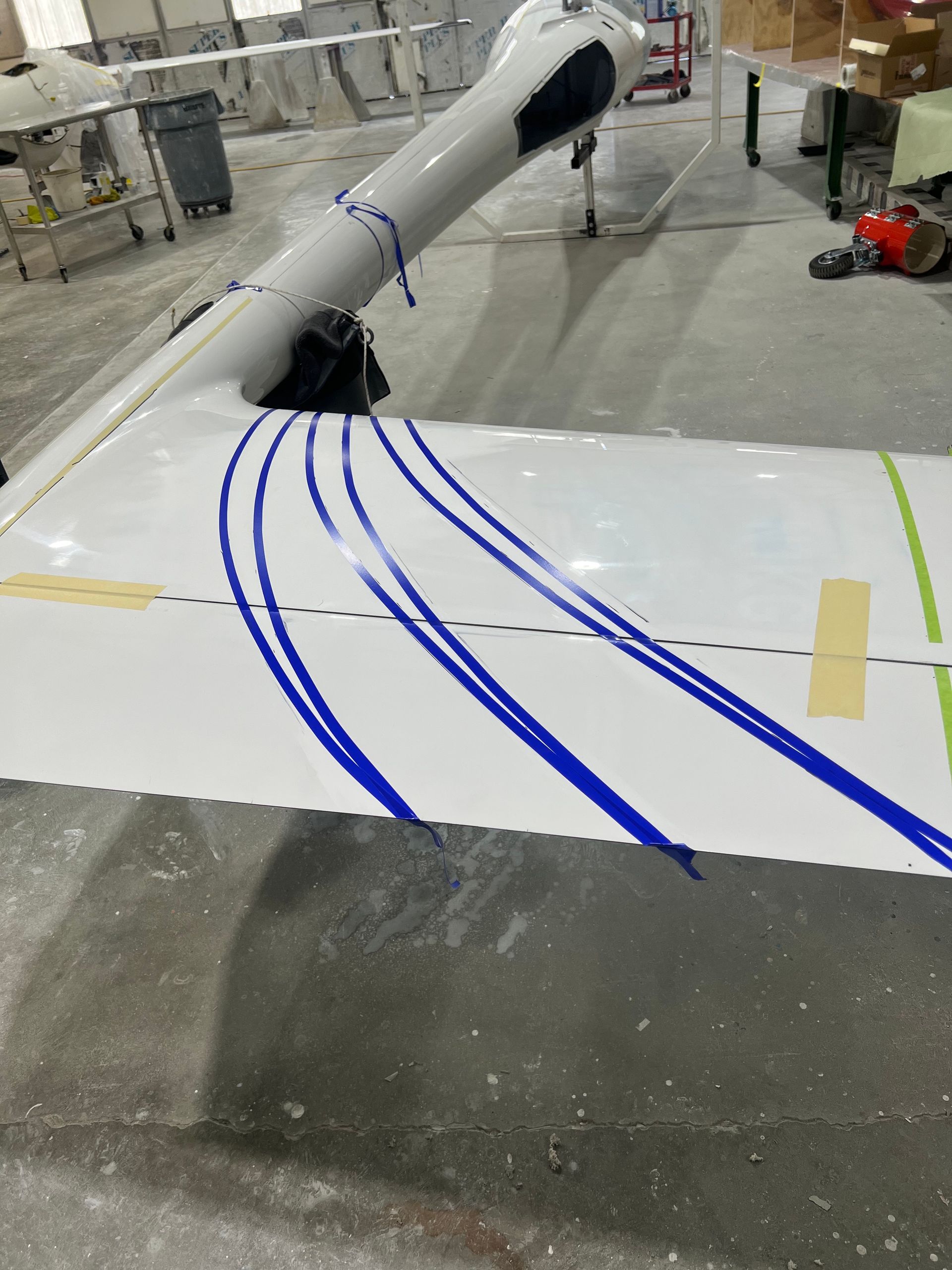 A white object with blue lines on it