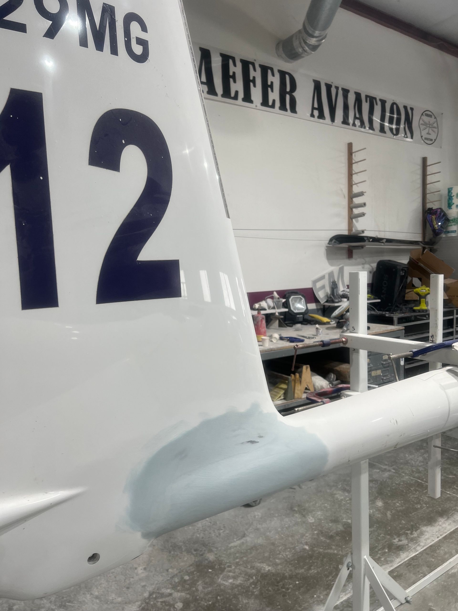 The number 12 is on the tail of a plane