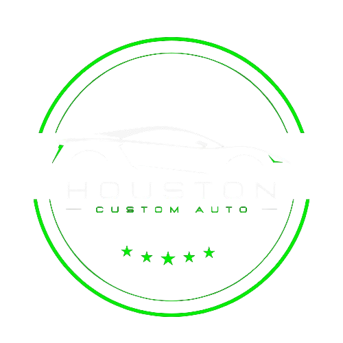 A logo for houston custom auto wraps tint and ppf