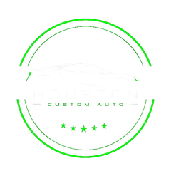 A logo for houston custom auto wraps tint and ppf