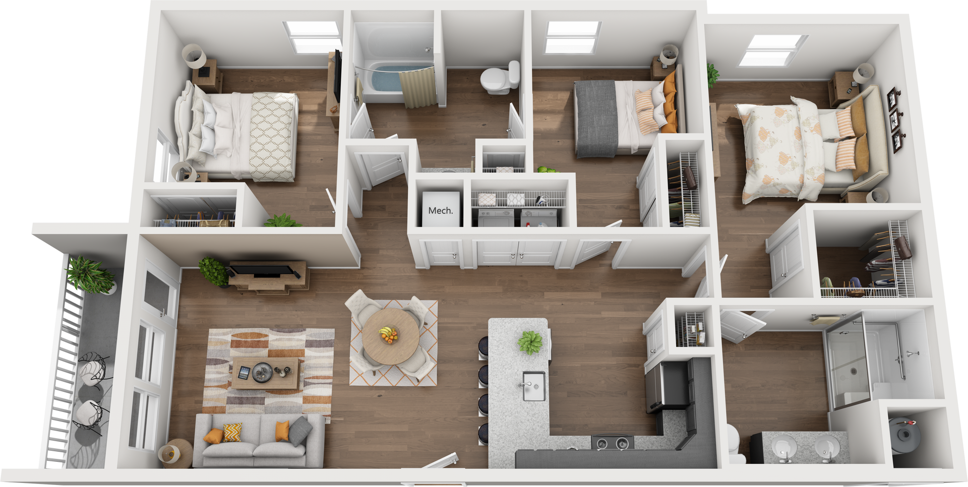 2 Bedroom 2.5 Bathroom Townhome Floor Plan