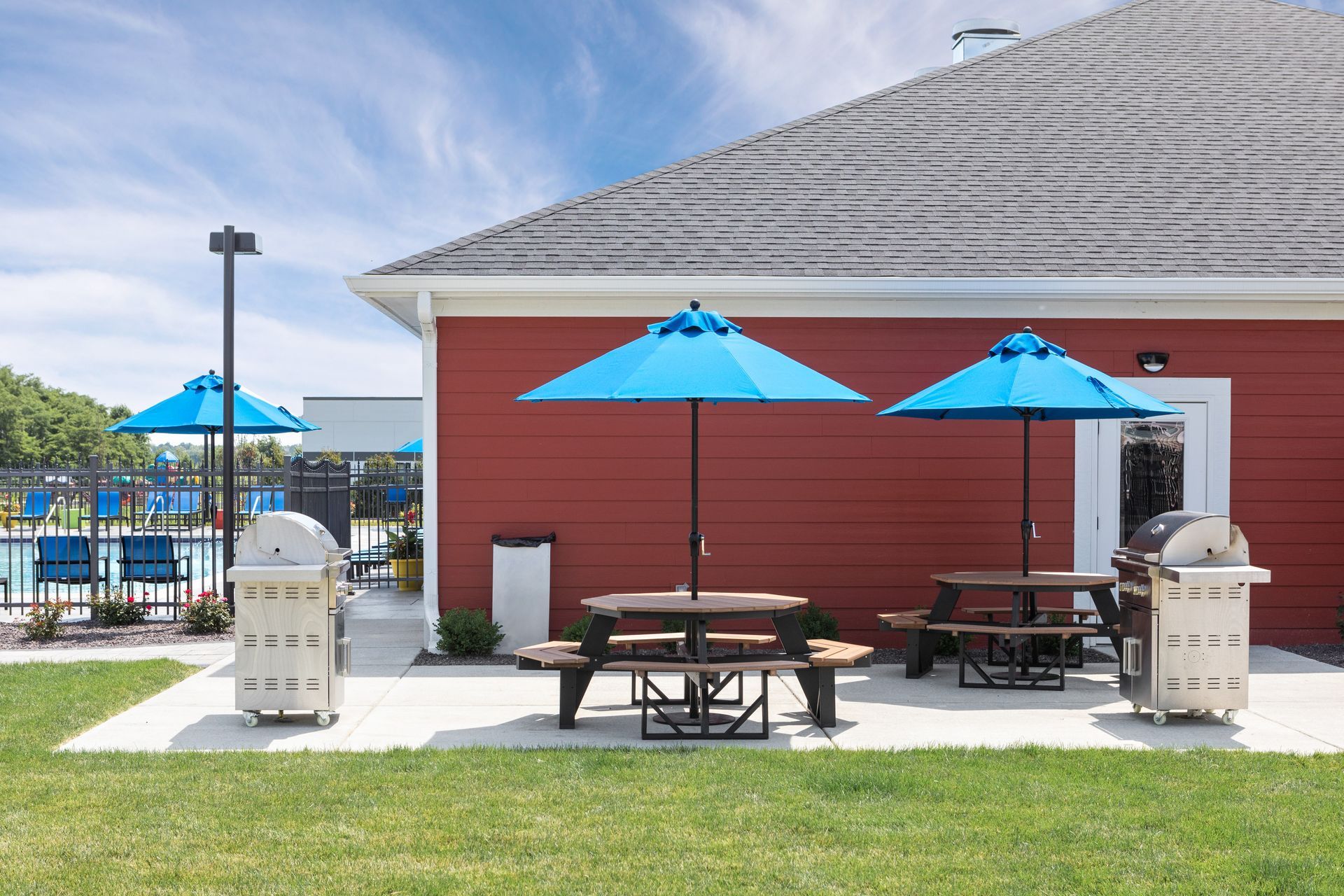 Picnic tables with barbecue grill