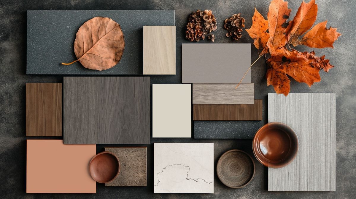 There are many different types of wood and leaves on the table.