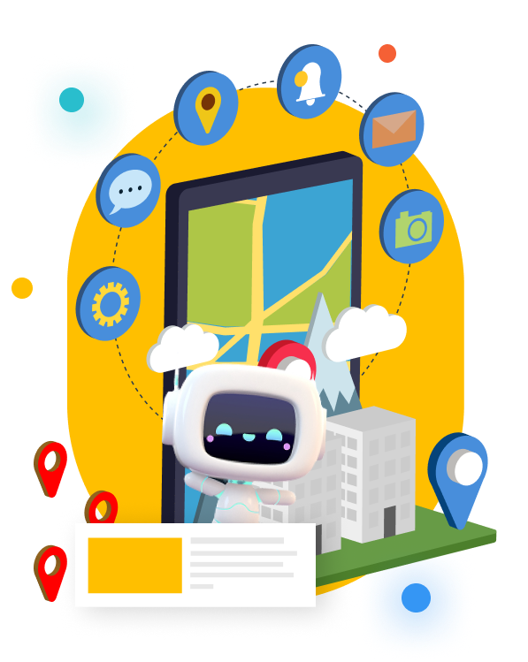 Black sheep wearing sunglasses, headset, and suit, working on a laptop with robot and chat bubbles.