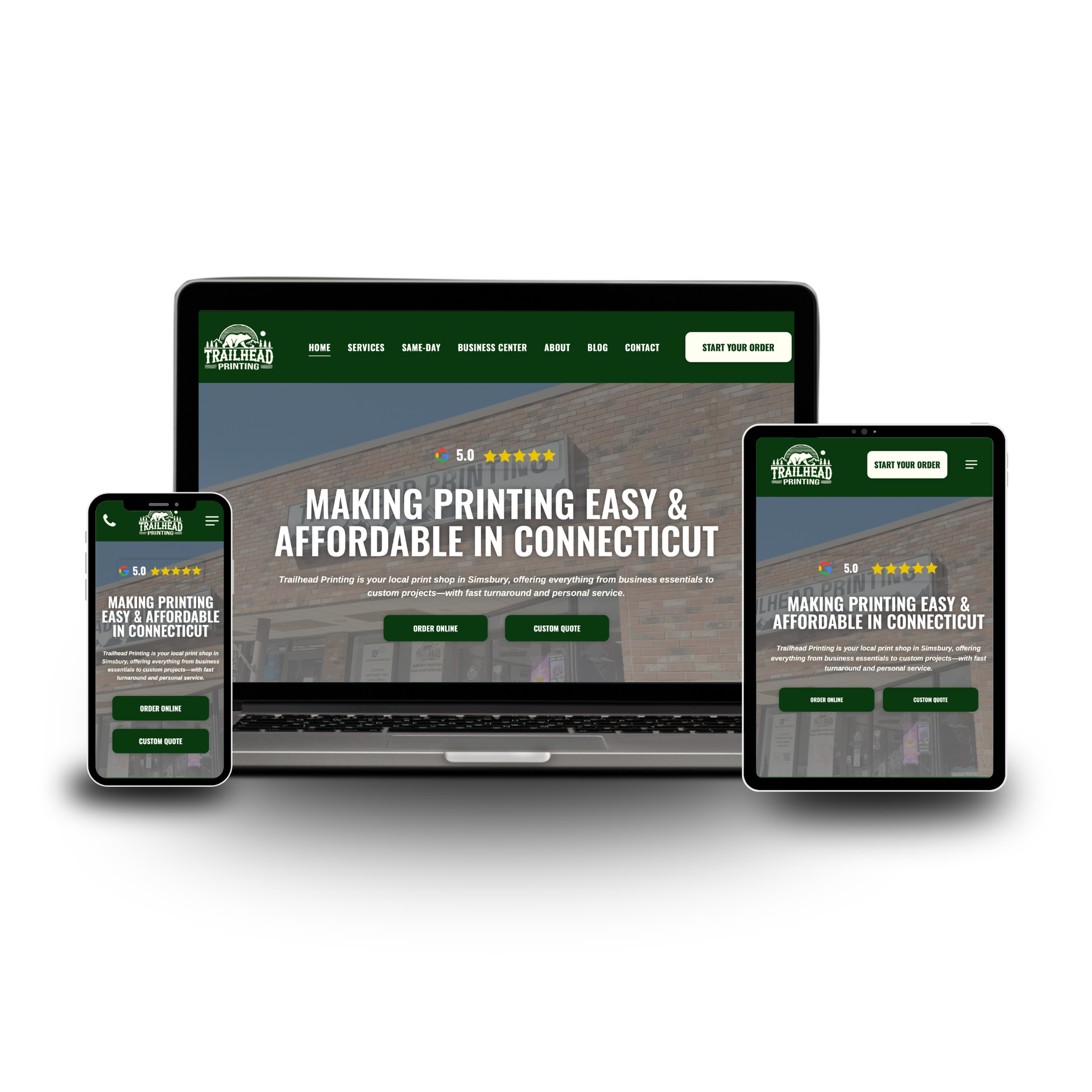 Trailhead Printing website design