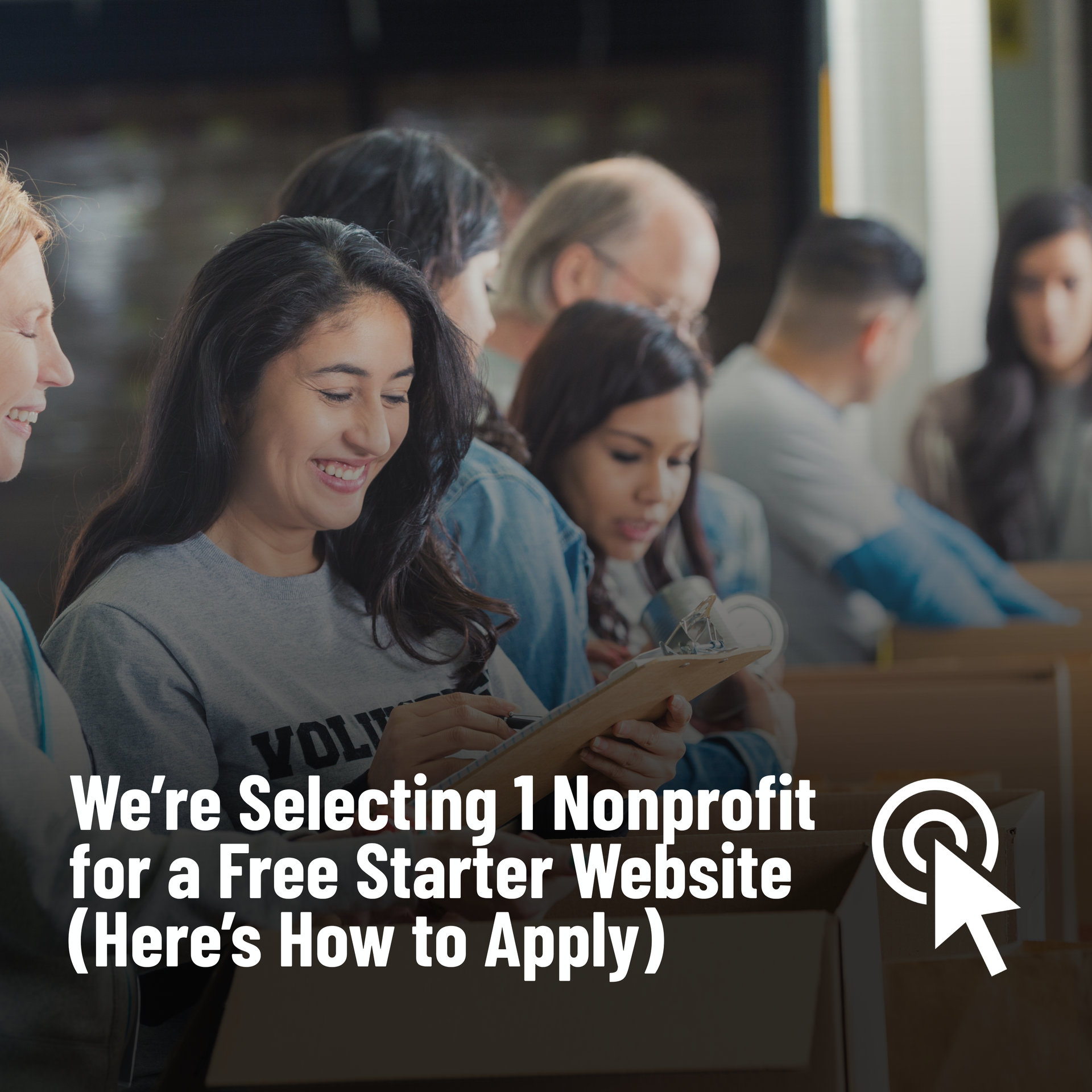 Volunteers packing boxes; text reads,