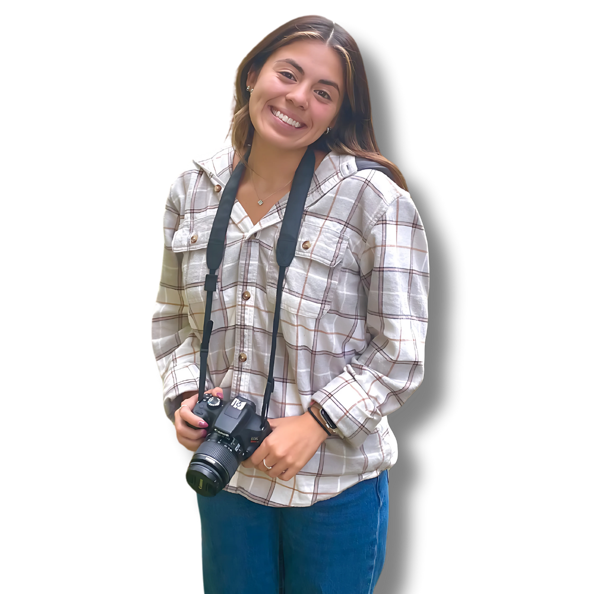 Penelope Torres holding a camera